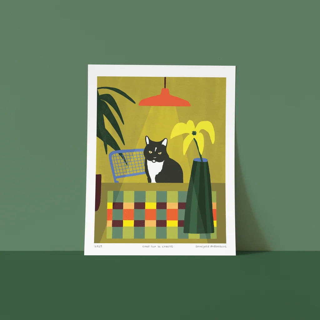 Cat on a Chair Art Print