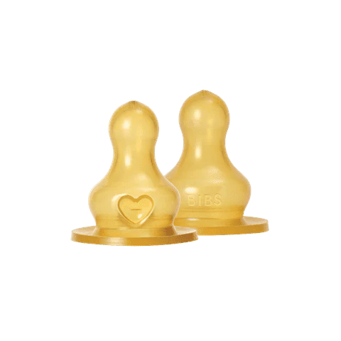 BIBS Baby Bottle Nipple Round Latex 2 pack Fast Flow