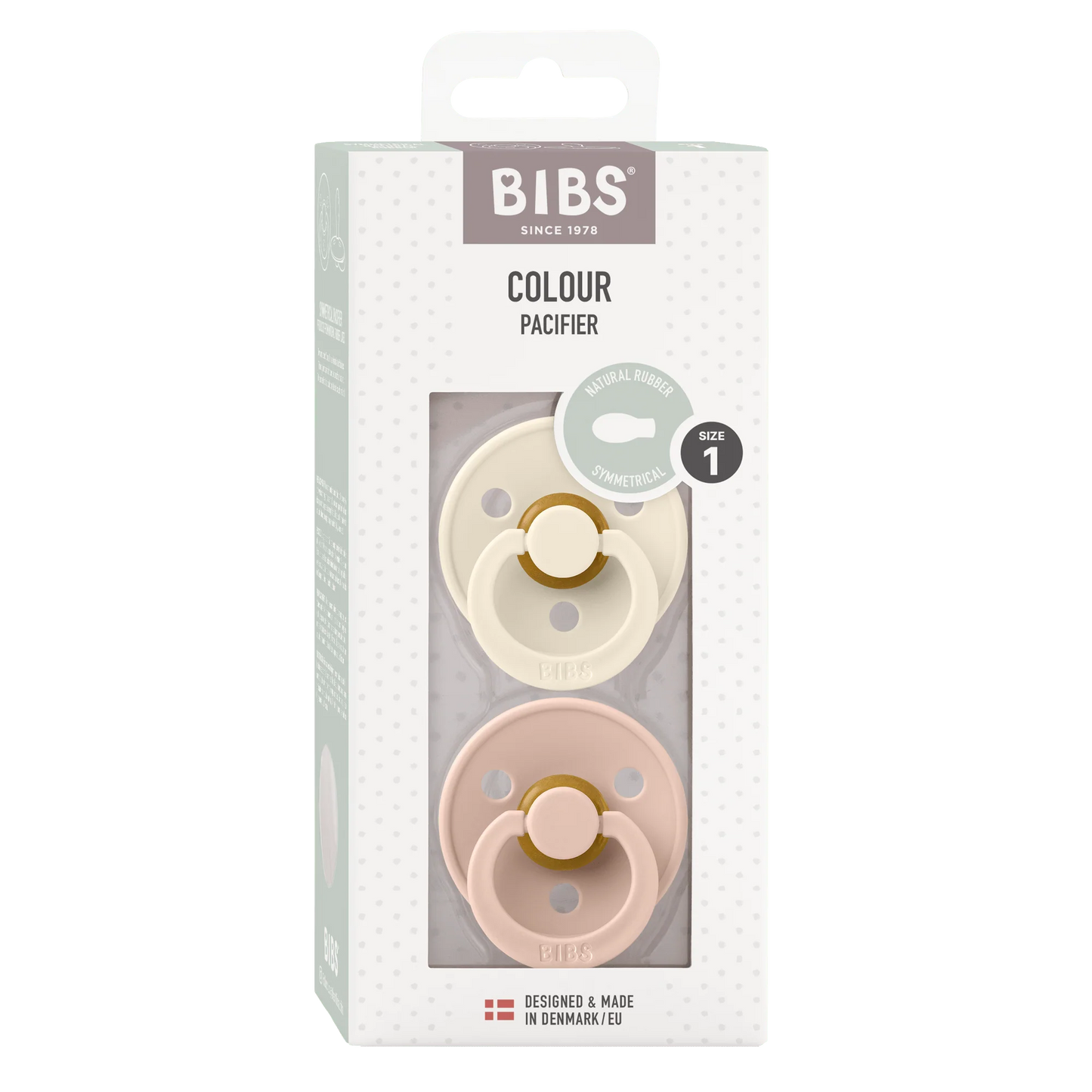 BIBS Pacifier Original COLOUR Latex 2 PK Symmetrical Ivory / Blush