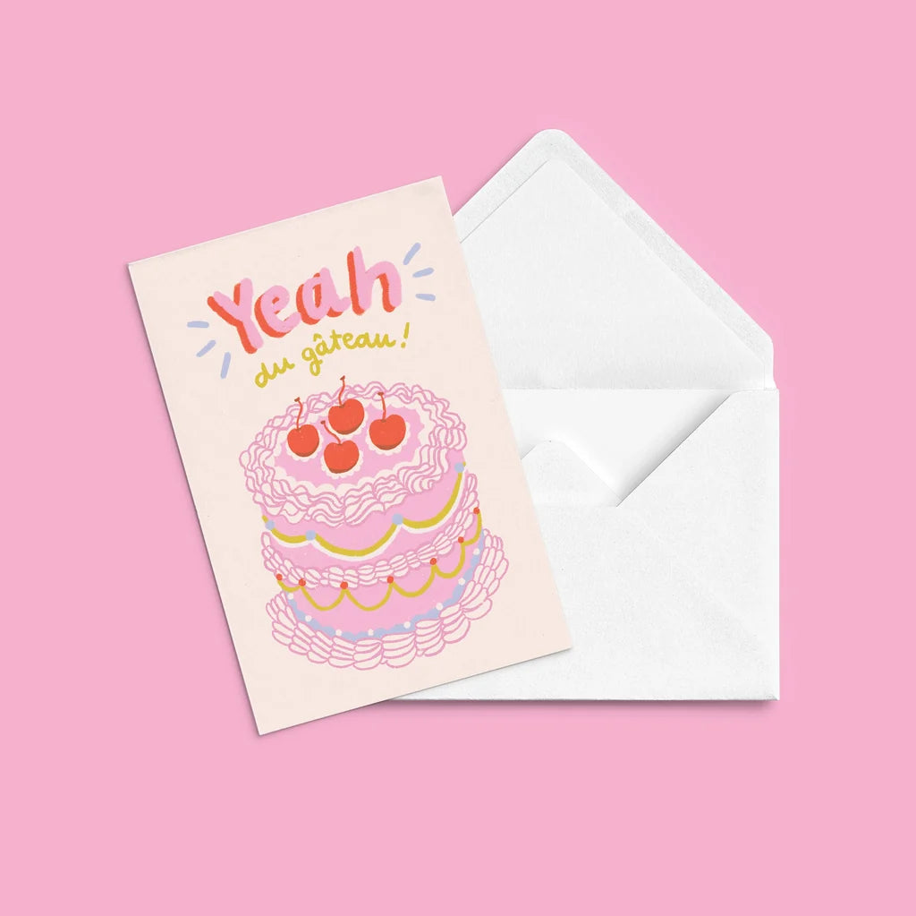 Carte de souhait « Yeah du gâteau ! »