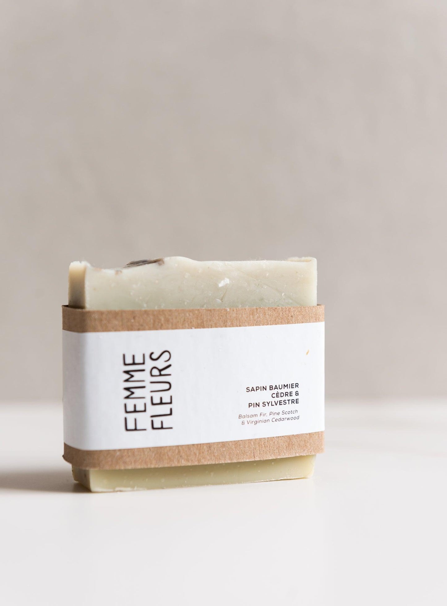 balsam fir soap on a white background