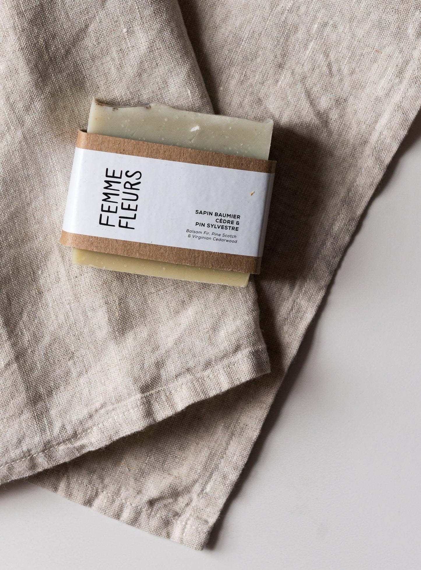 balsam fir soap on linens