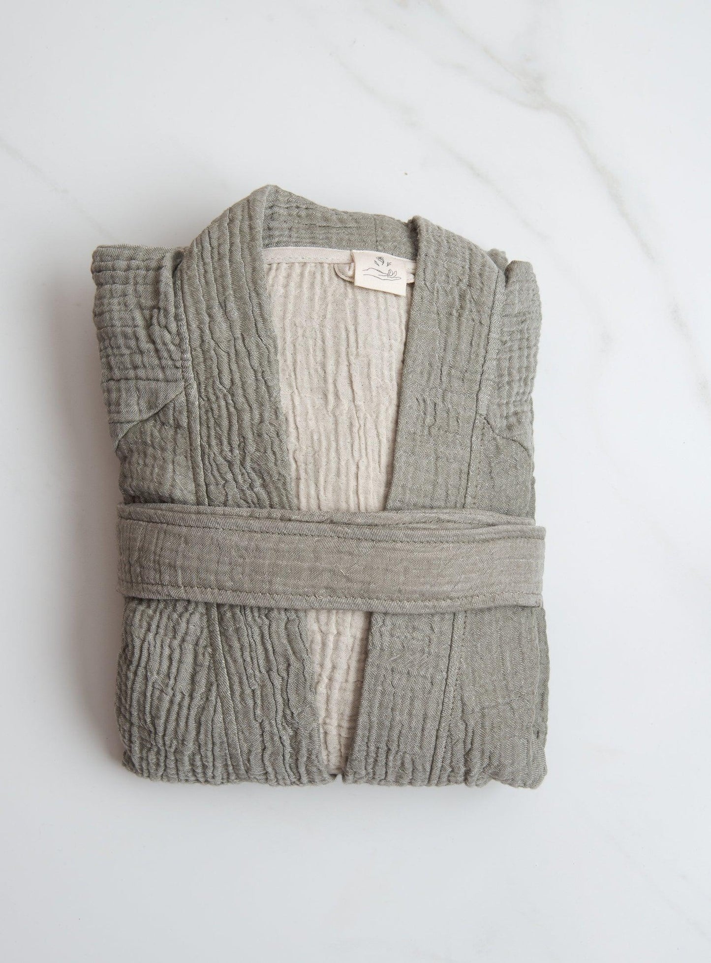 Bathrobe - Olive grey & Oatmeal - Confetti Mill