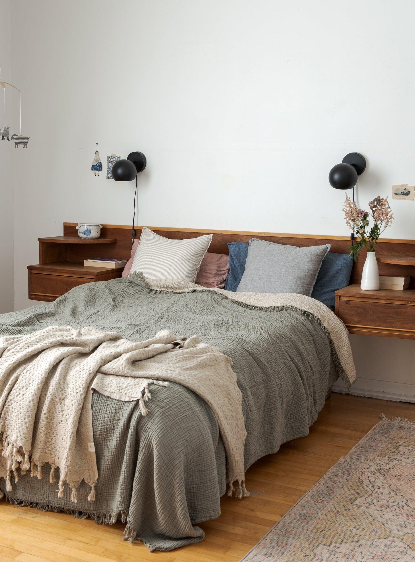 Double Blanket - Olive Grey & Oatmeal - Confetti Mill