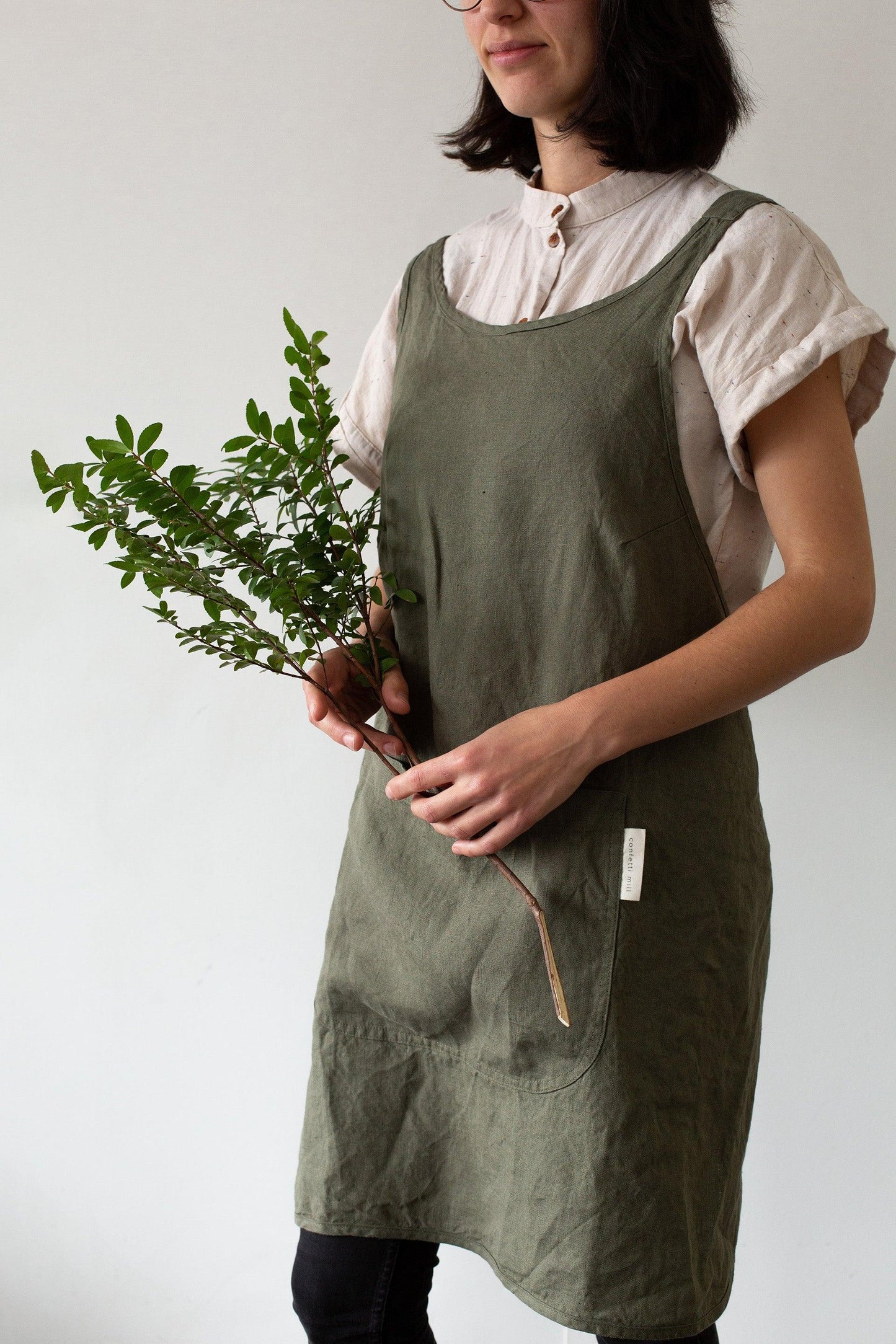 Linen Apron - Forest green - Confetti Mill