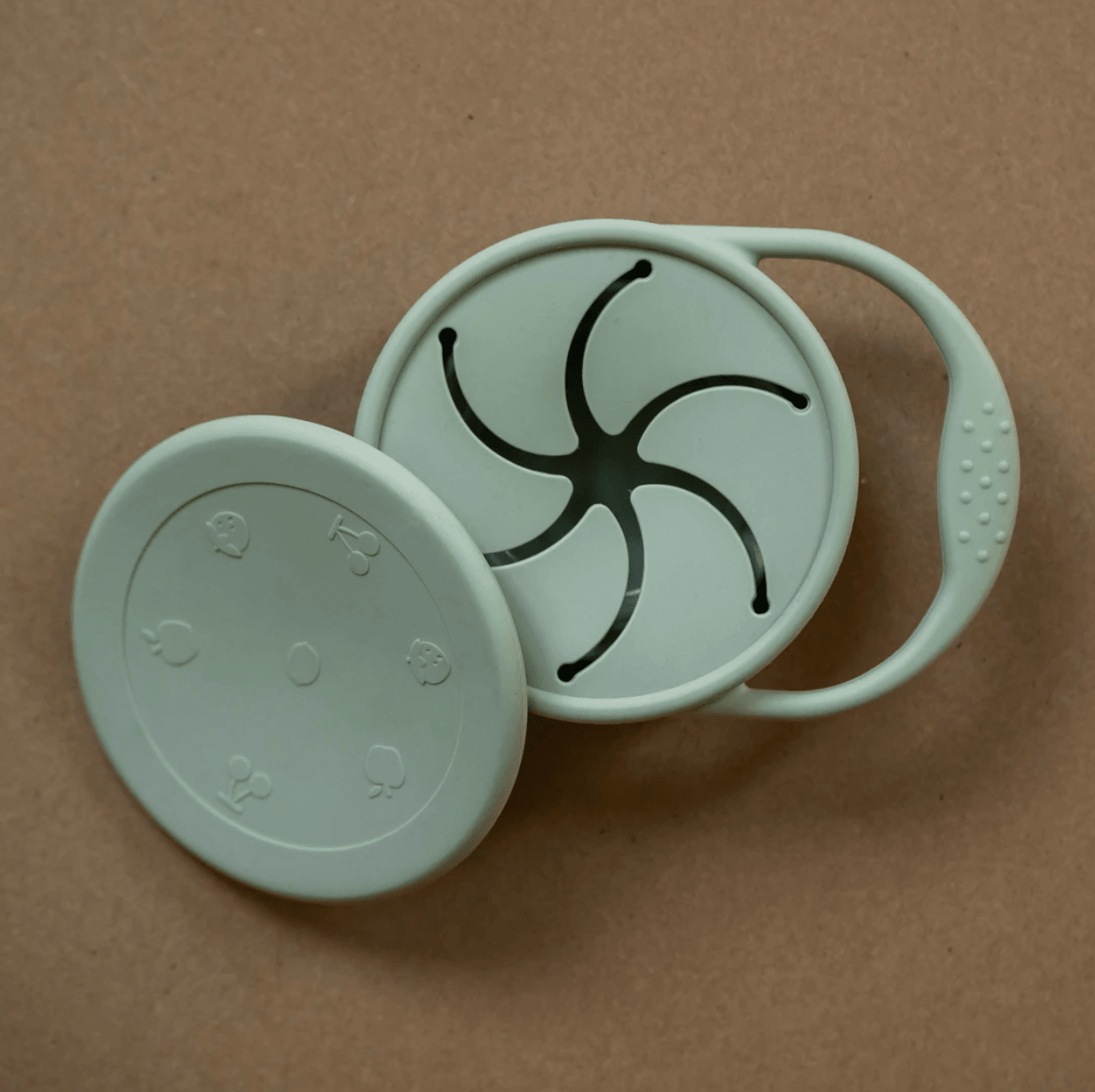 minika sage colour silicone snack cup