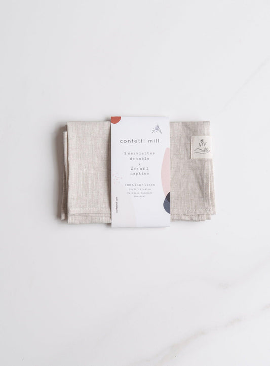 Set of 2 Linen Napkins - Oat - Confetti Mill