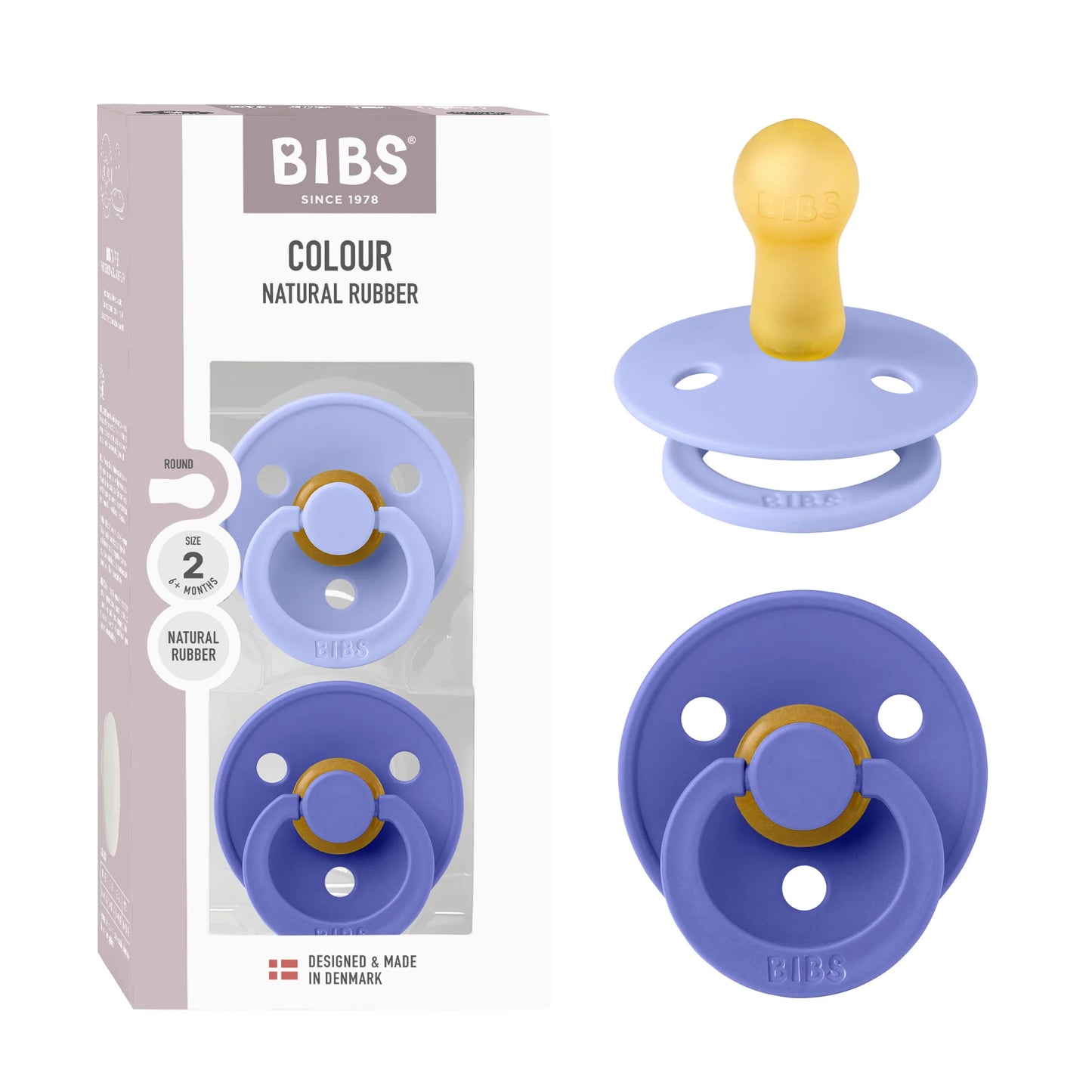 BIBS Pacifier Original COLOUR Latex 2 PK Hush/Grape