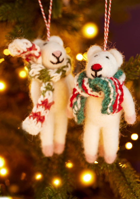 Felt Mice Decoration, Handknit Scarf