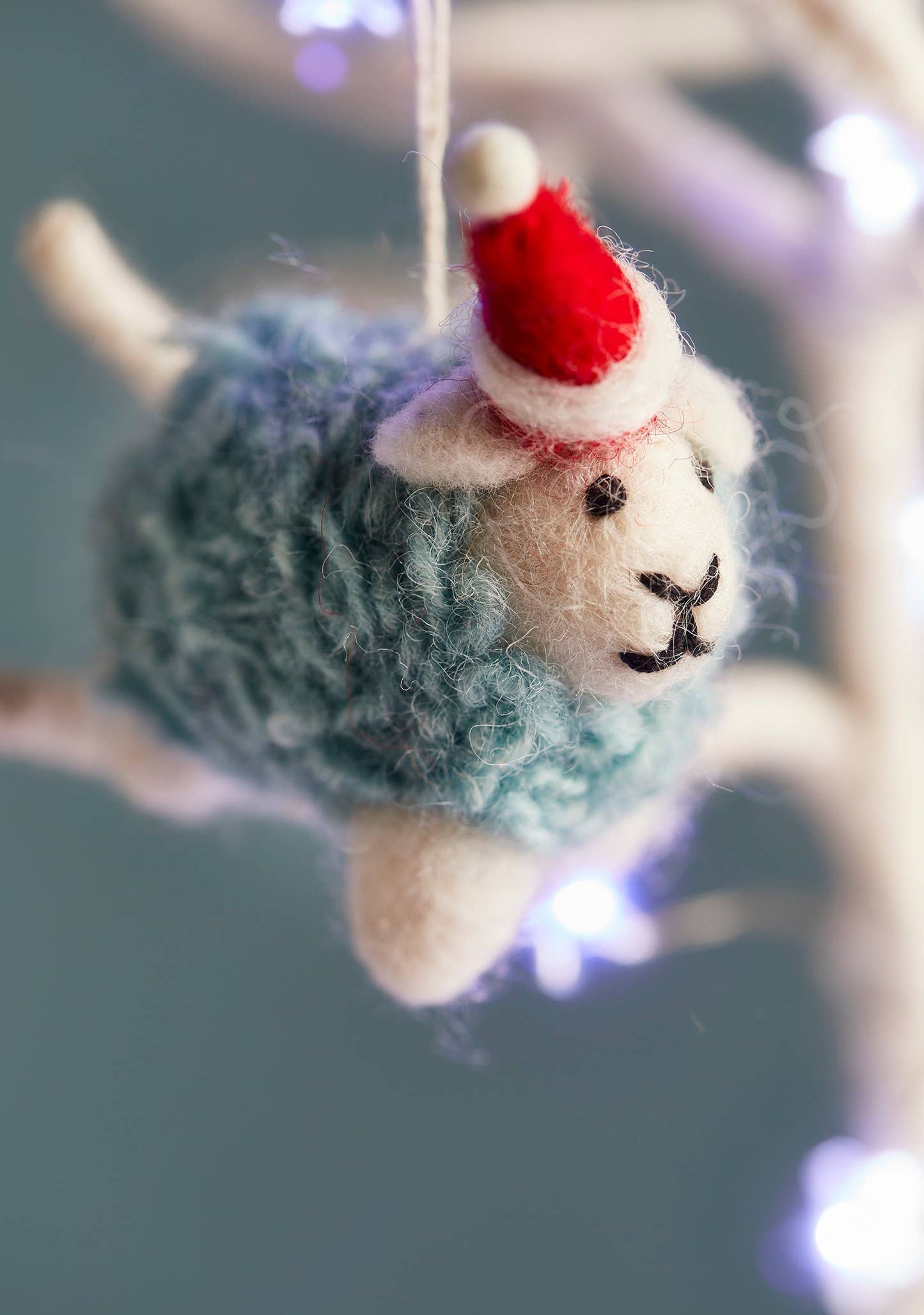 Woolly Felt Sheep in Santa Hat