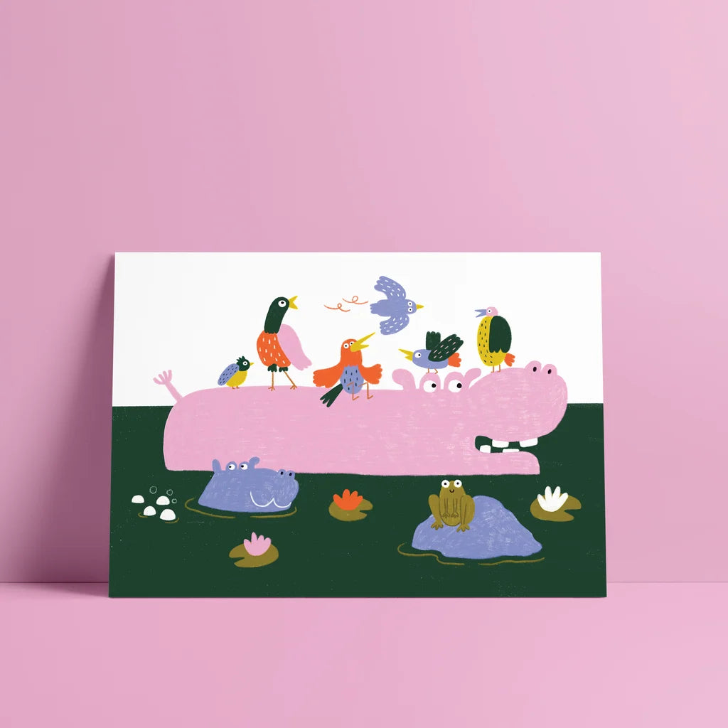 Hippo Ride Art Print