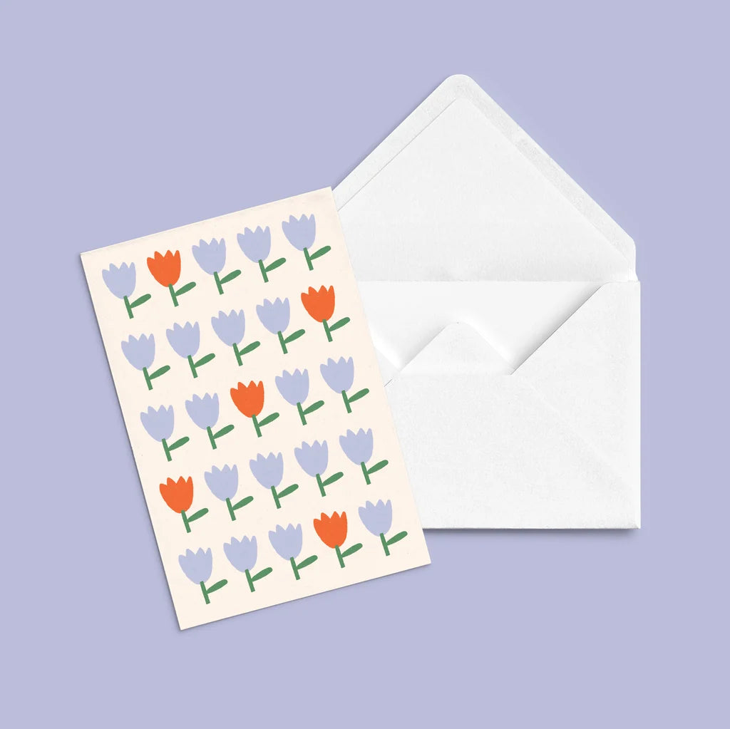 Carte de souhait bleue « Dis-le avec des fleurs »