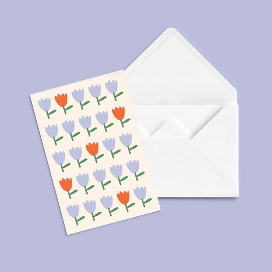 Carte de souhait bleue « Dis-le avec des fleurs »