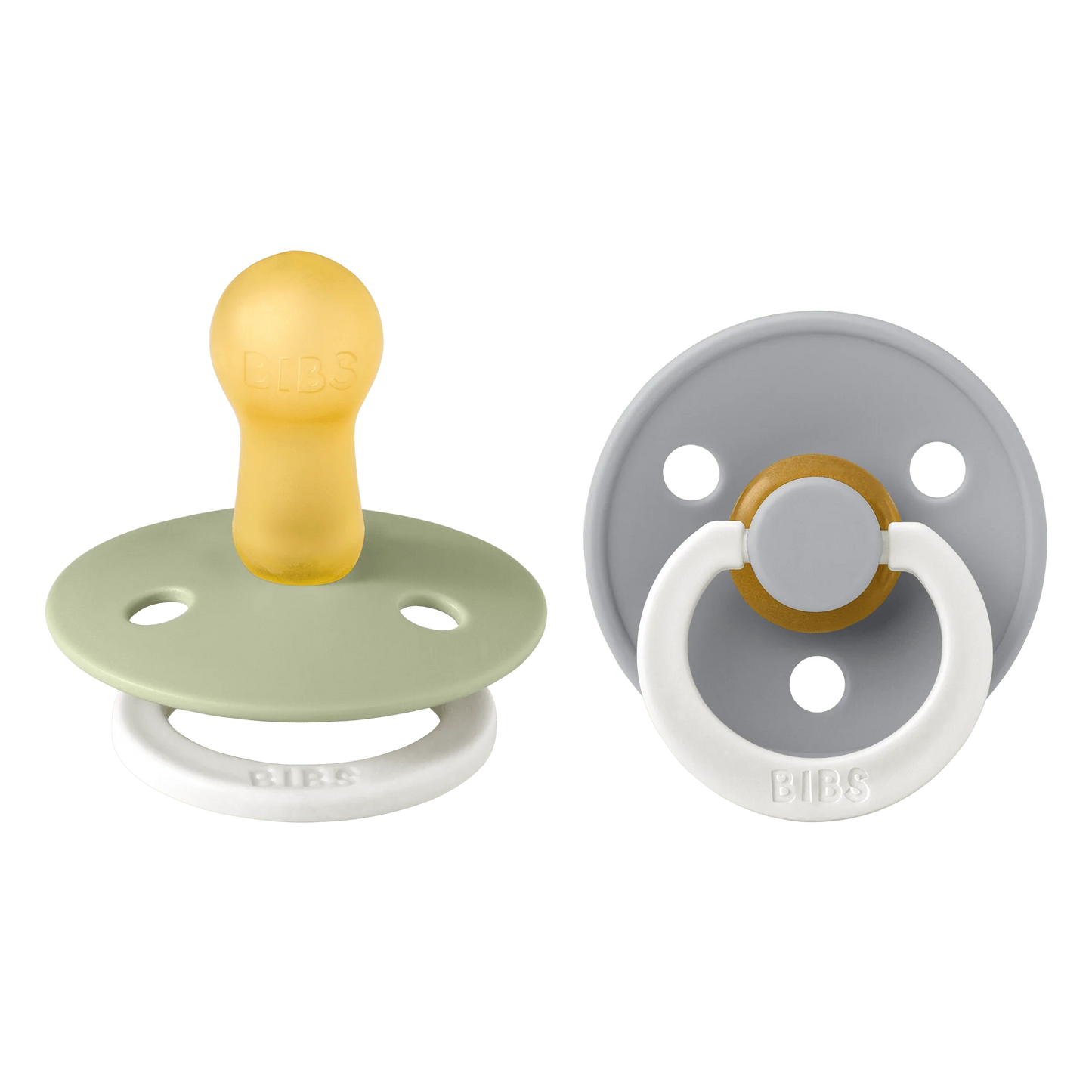 BIBS Pacifier Original COLOUR Latex 2 PK Sage Glow / Cloud Glow