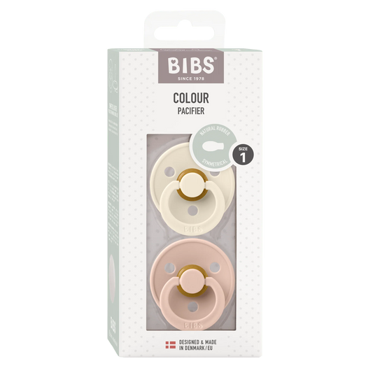 BIBS Pacifier Original COLOUR Latex 2 PK Symmetrical Ivory / Blush