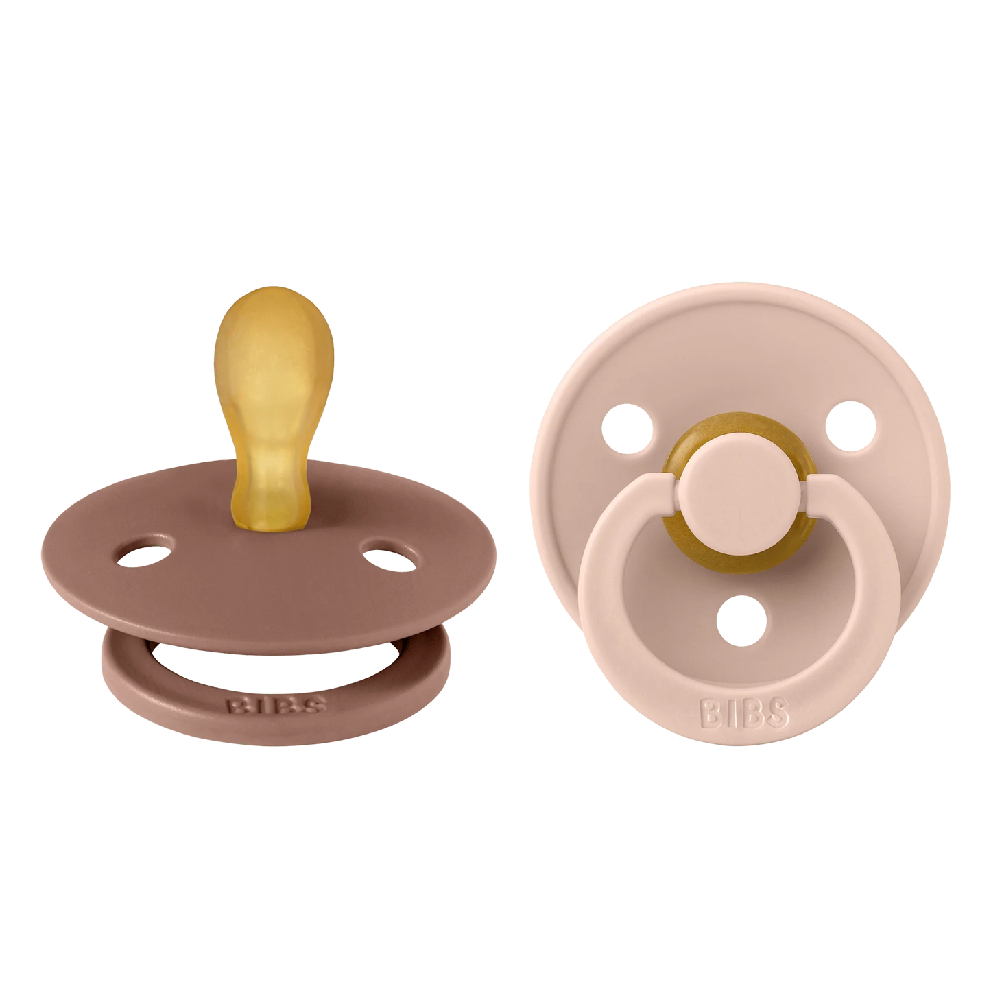 BIBS Pacifier Original COLOUR Latex 2 PK Symmetrical Woodchuck / Blush