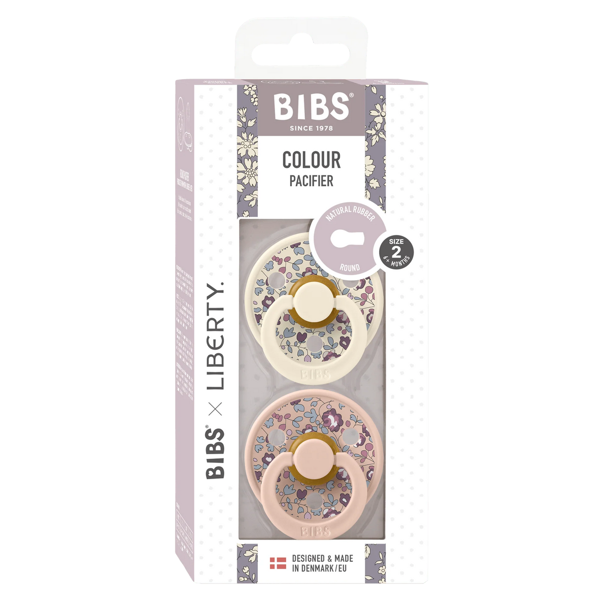 BIBS x Liberty Pacifier Original COLOUR Latex 2 PK Eloise Blush Mix