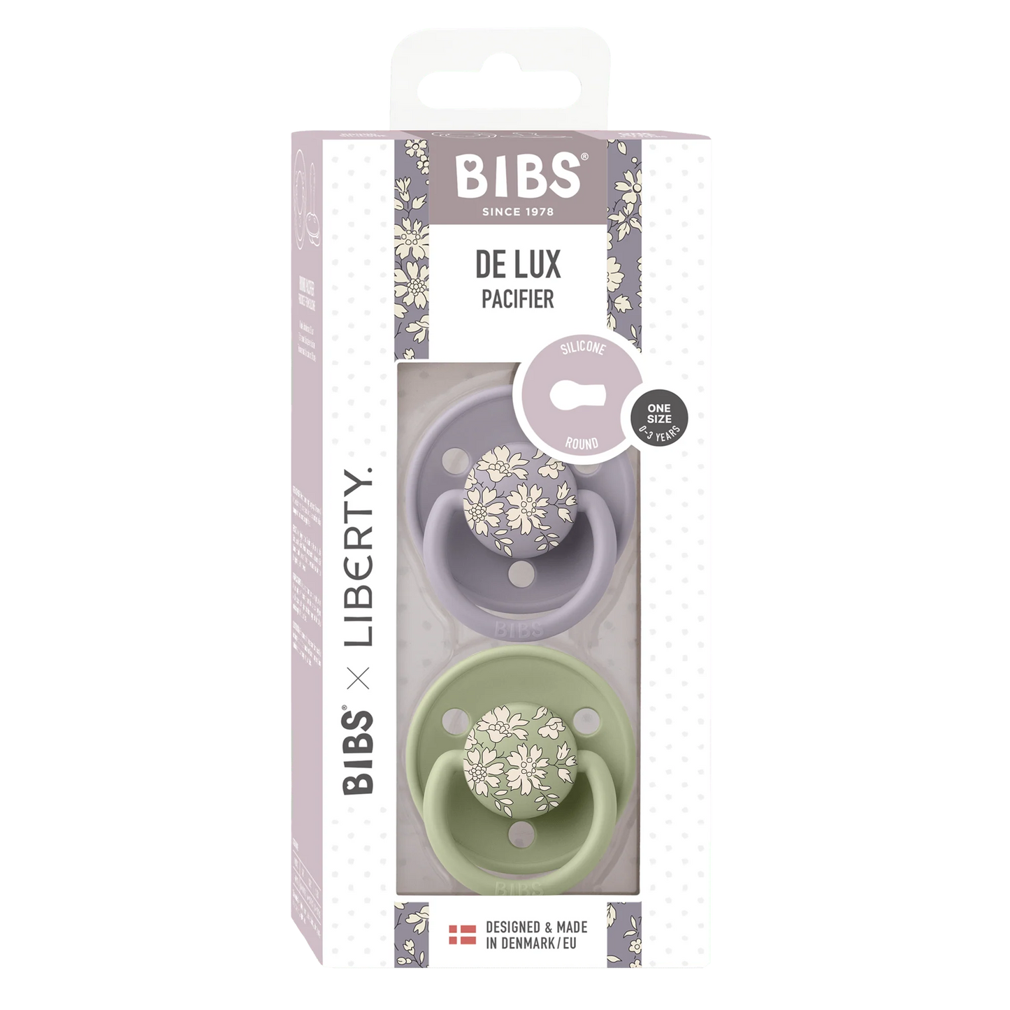 Liberty X BIBS Pacifier De Lux Silicone 2 PK Capel Sage Mix ONE SIZE
