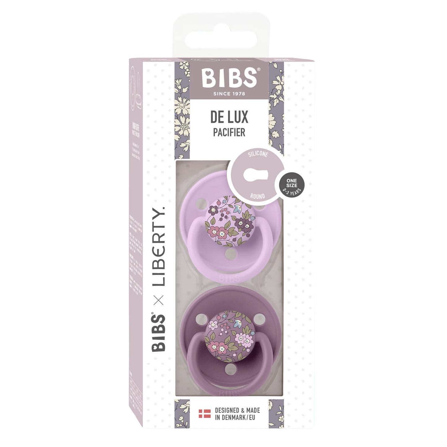 Liberty X BIBS Pacifier De Lux Silicone 2 PK Chamomile Lawn Mauve Mix ONE SIZE