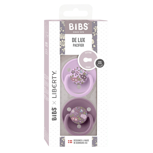 Liberty X BIBS Pacifier De Lux Silicone 2 PK Chamomile Lawn Mauve Mix ONE SIZE