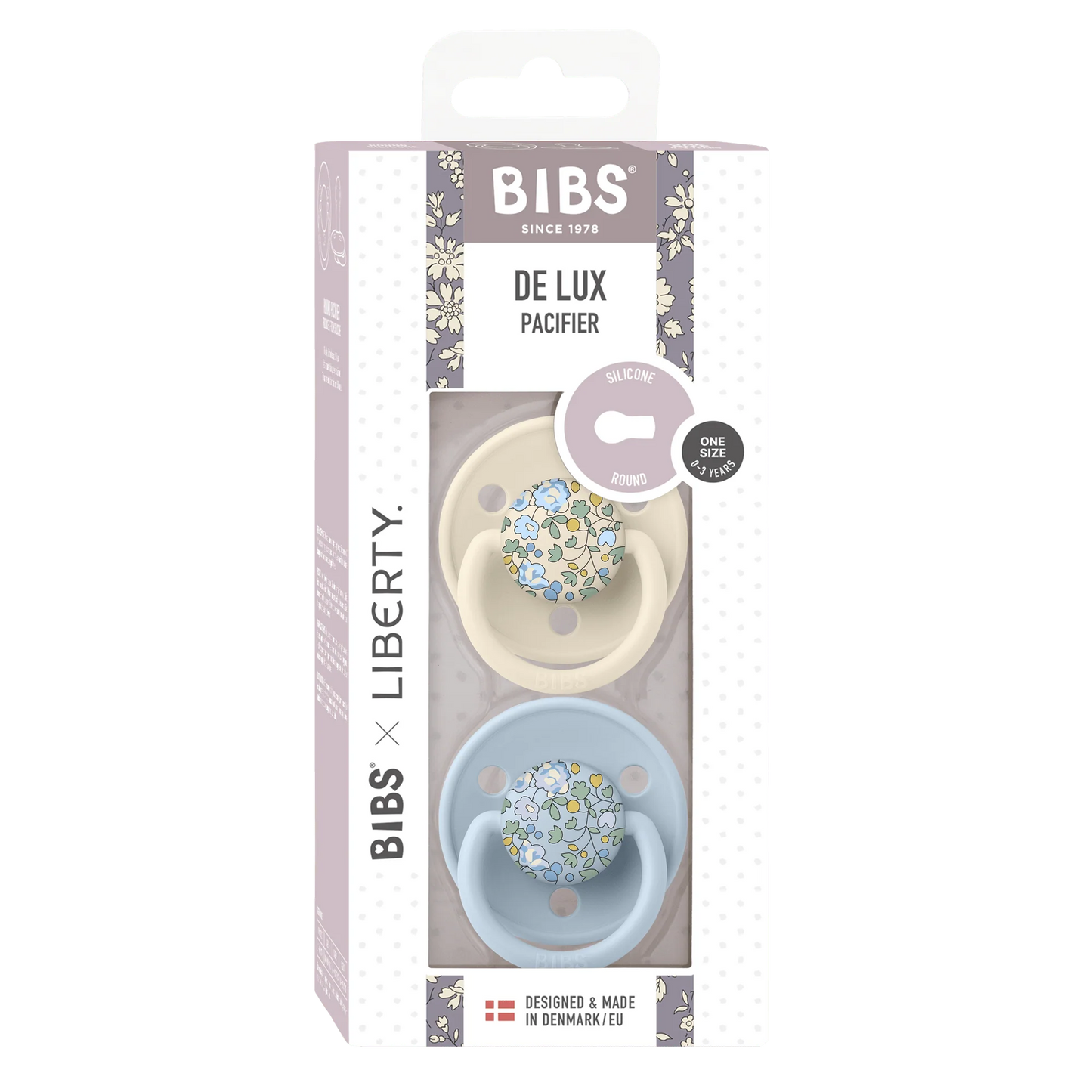 Liberty X BIBS Pacifier De Lux Silicone 2 PK Eloise Baby Blue Mix ONE SIZE