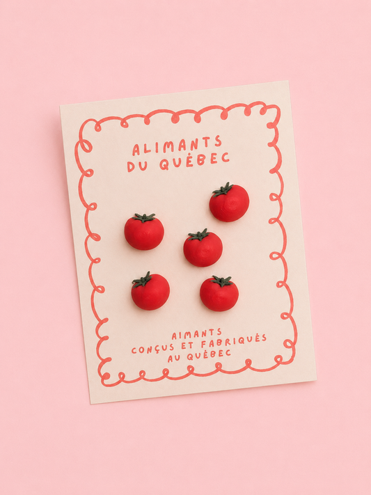 Aimants décoratifs – Tomates du Québec - Ensemble de 5