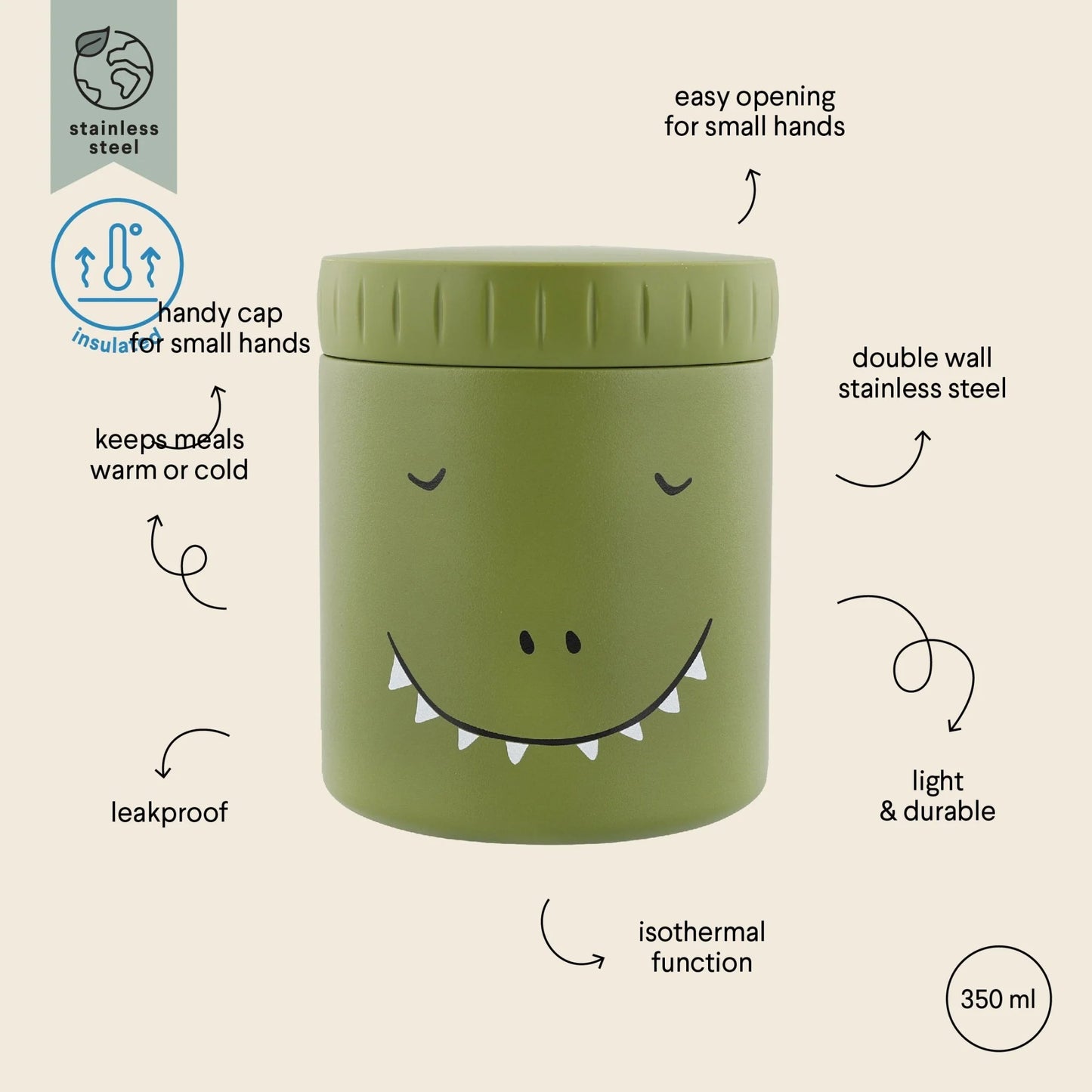 Trixie Insulated food jar 350ml - Mr. Dino