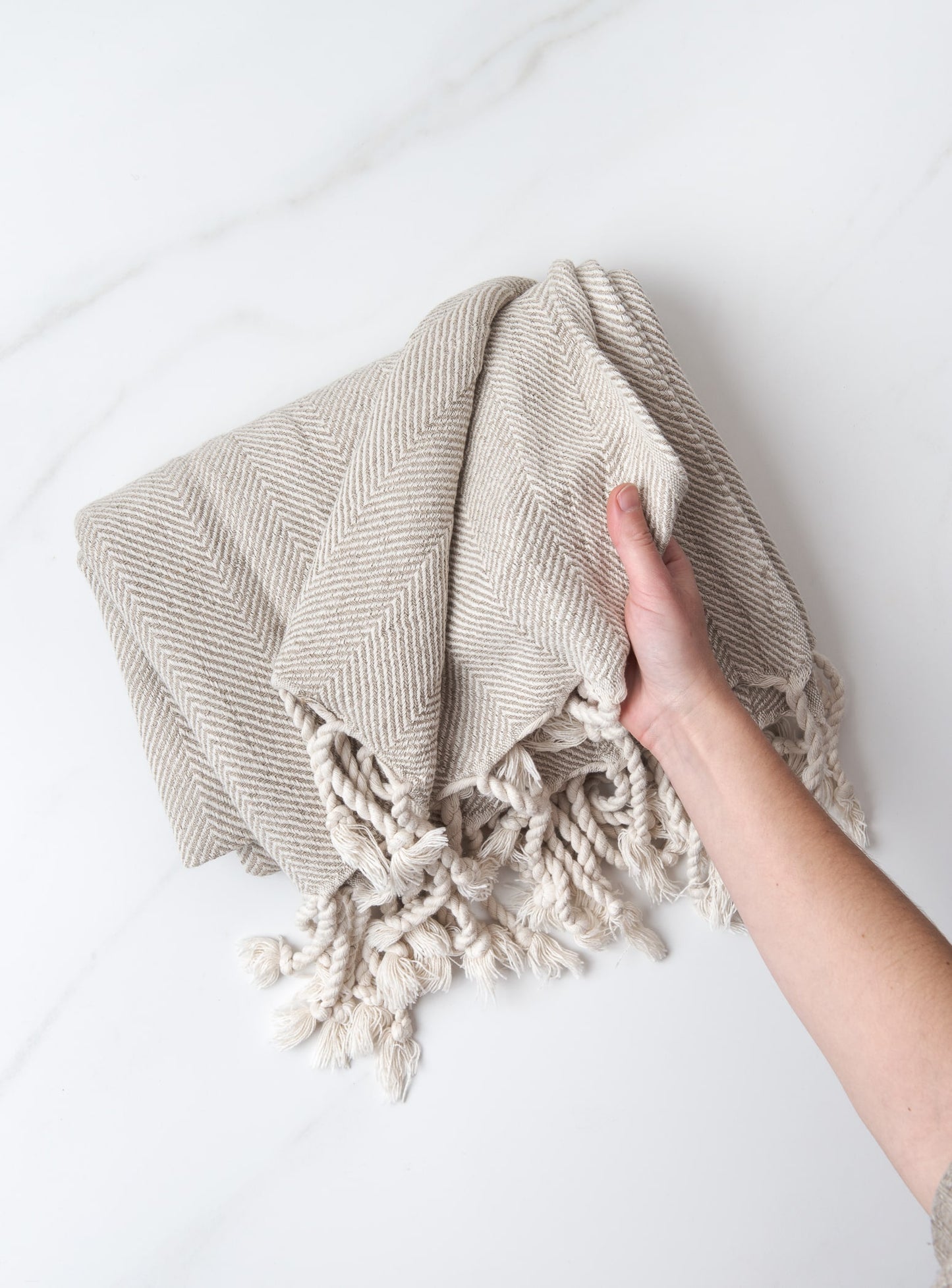 Linen Herringbone Throw