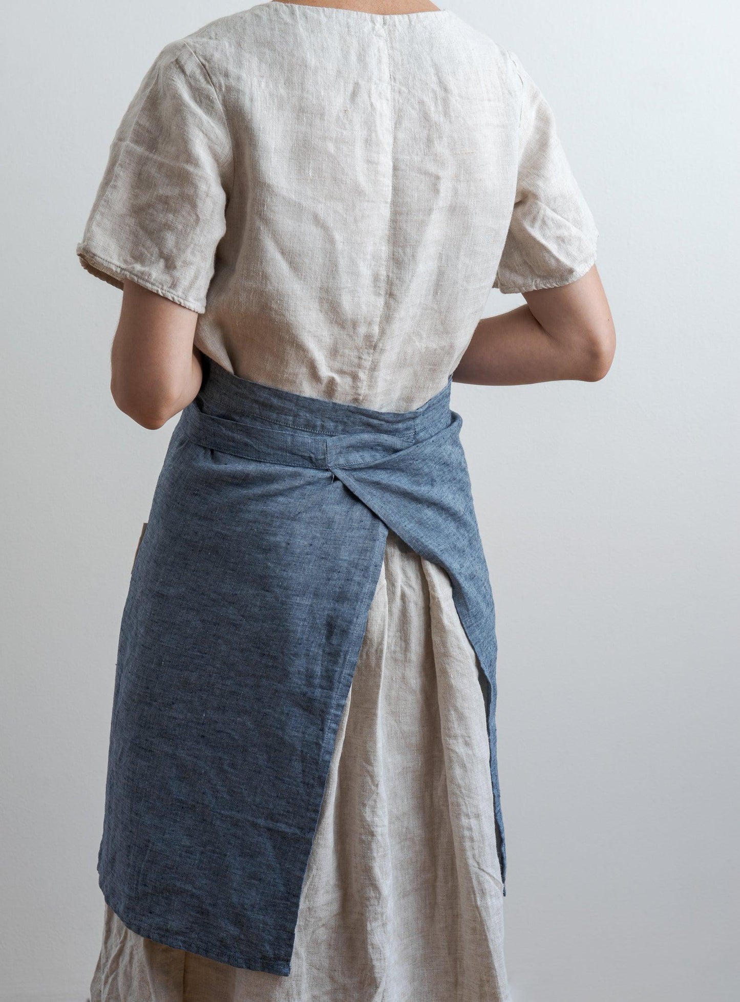 Half Linen Apron - Navy - Confetti Mill