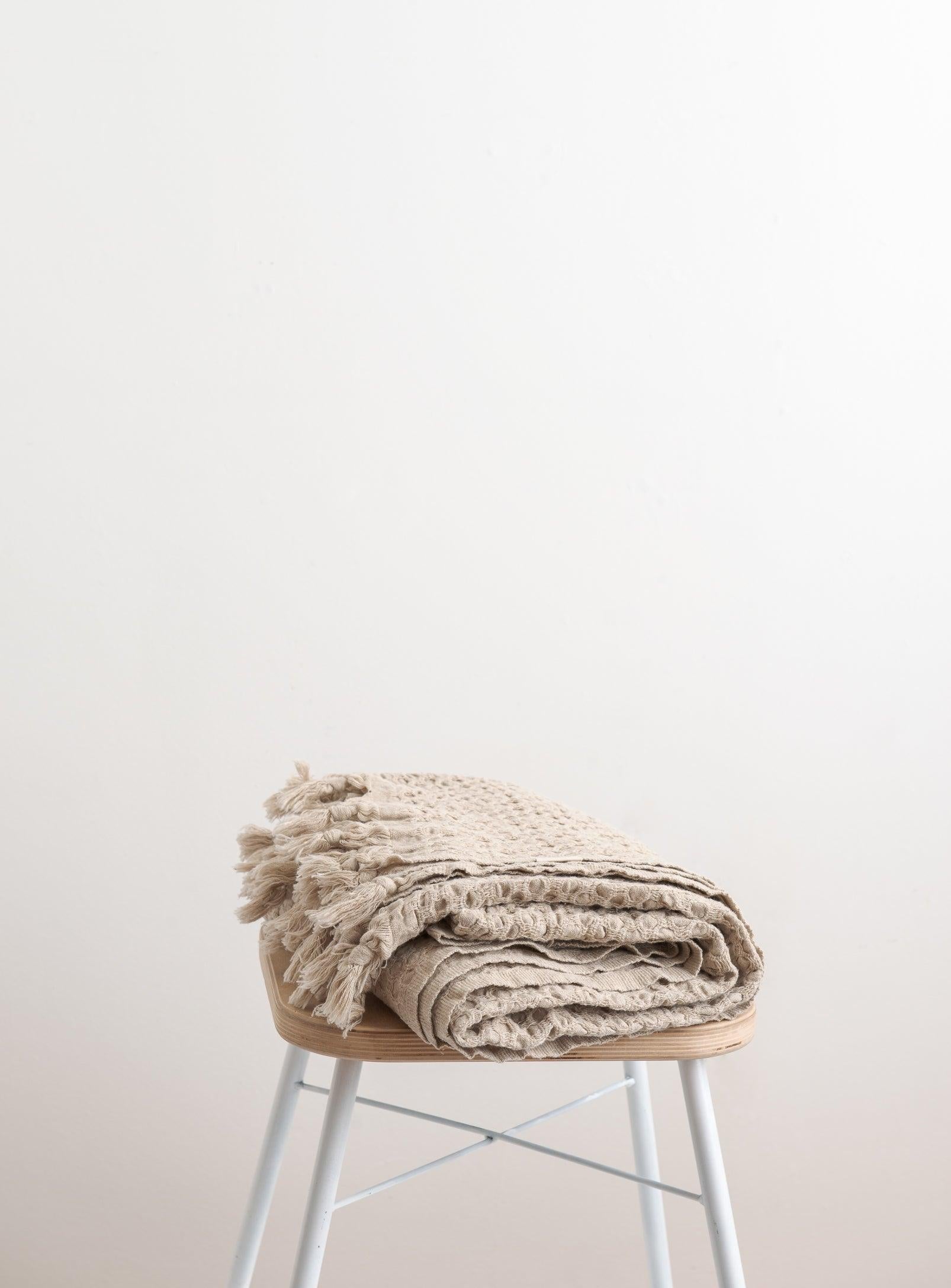 Linen and Cotton Throw - Natural - Confetti Mill