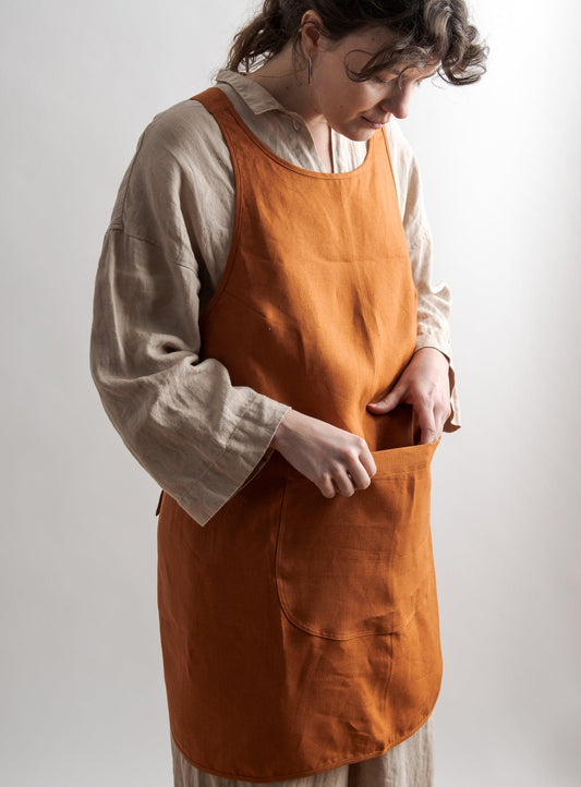 Linen Apron - Burnt orange - Confetti Mill