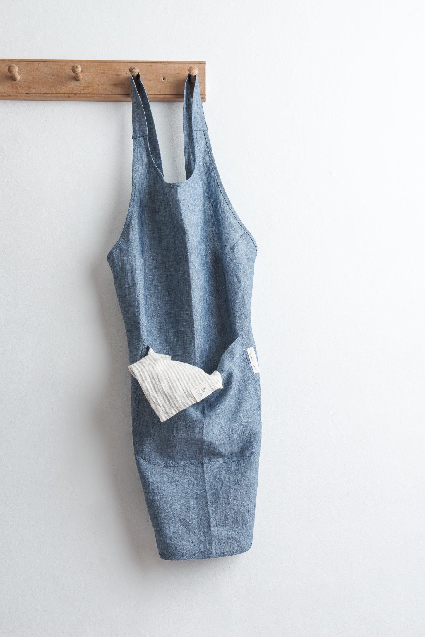 Linen Apron - Navy - Confetti Mill