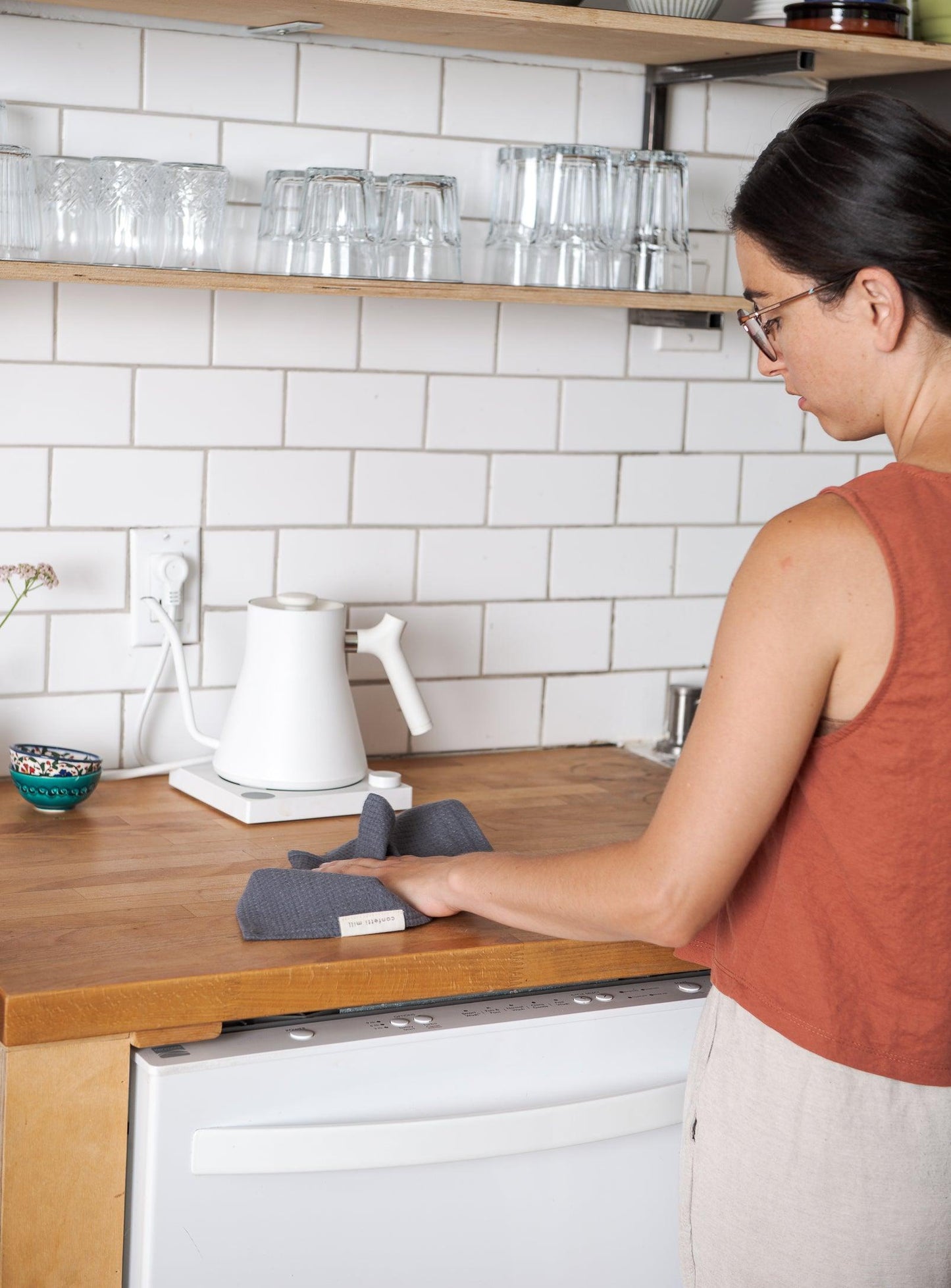 Linen Dishcloths - Grey Waffle - Confetti Mill