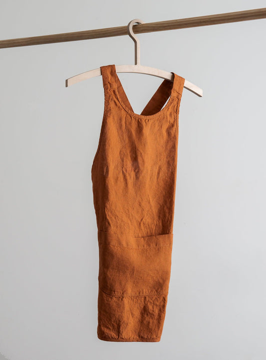 Linen Kids Apron - Burnt Orange - Confetti Mill