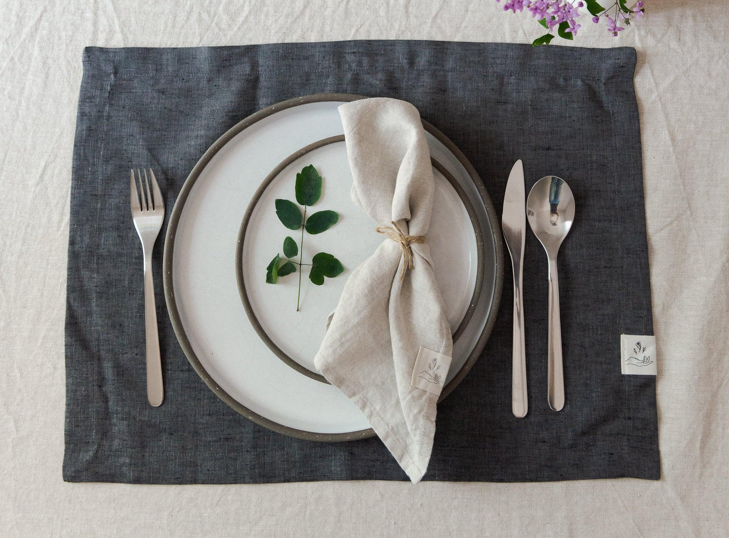 Linen Placemat - Anthracite - Confetti Mill