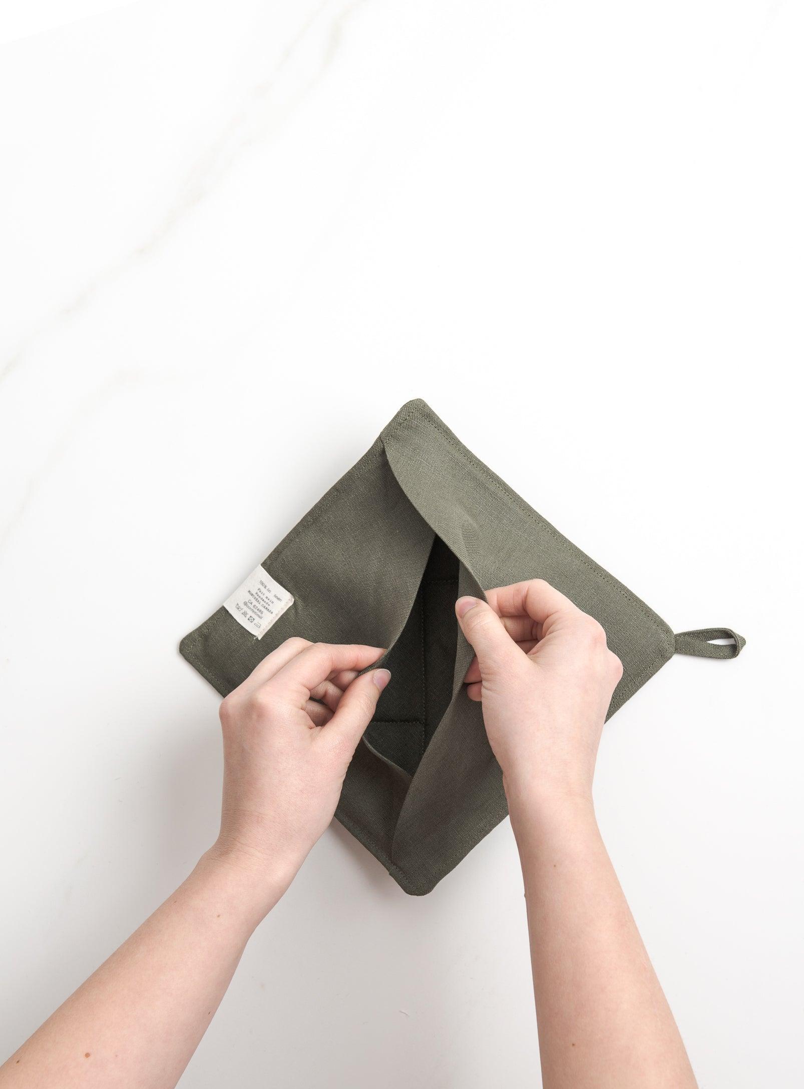 Linen Pot Holder (Trivet) Forest green - Confetti Mill