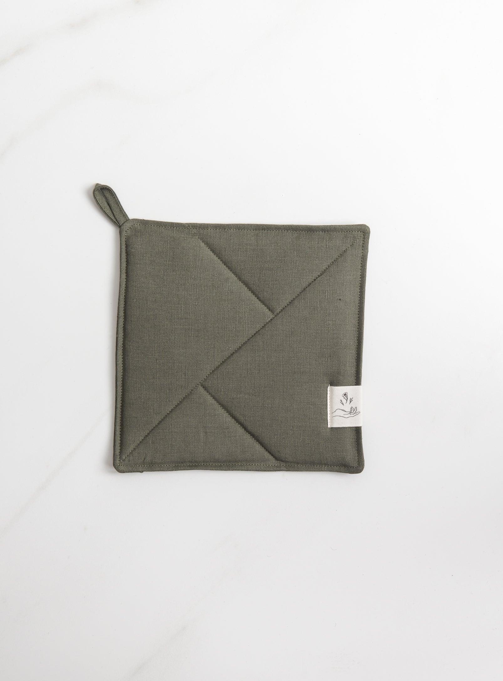 Linen Pot Holder (Trivet) Forest green - Confetti Mill