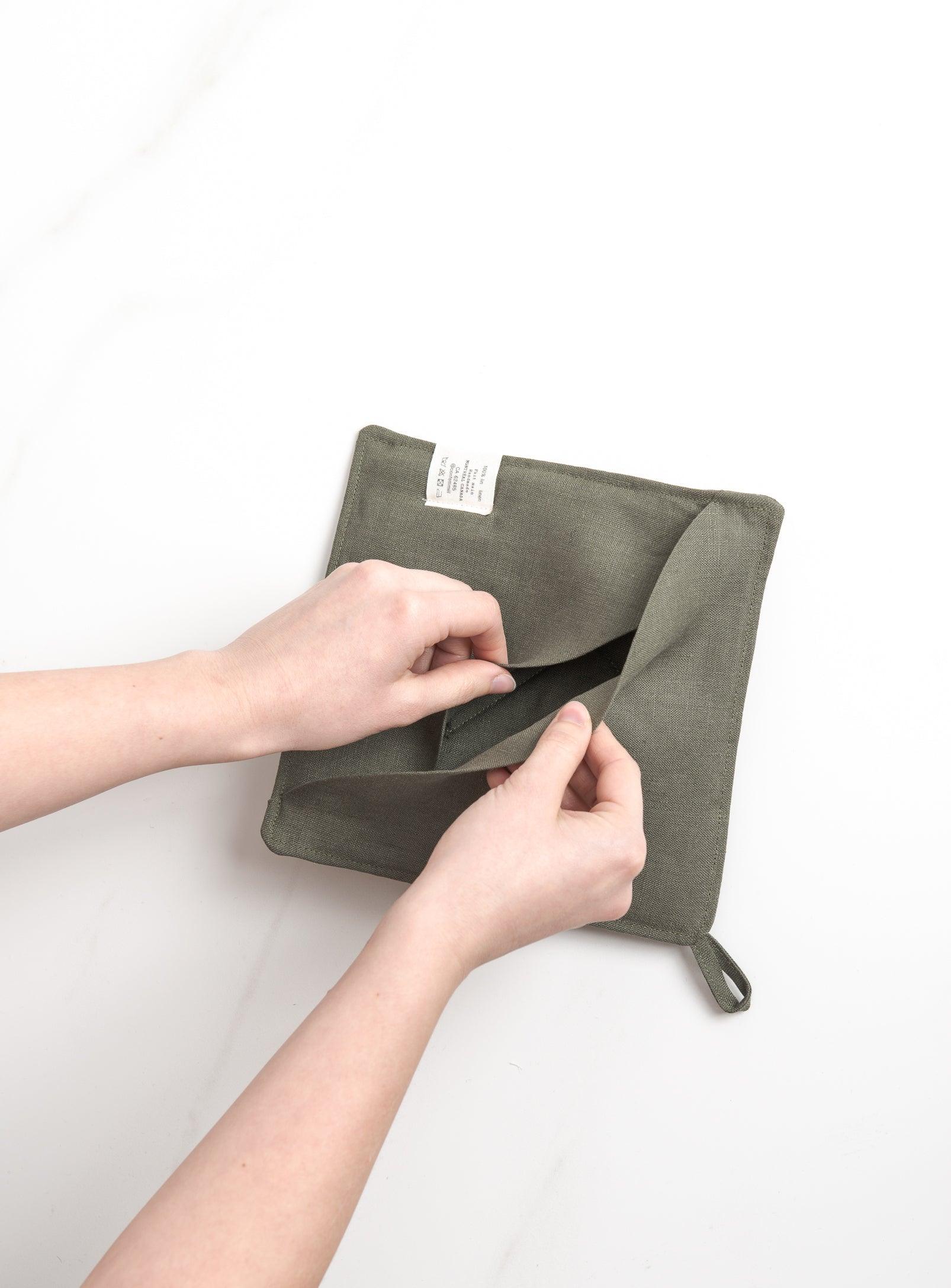 Linen Pot Holder (Trivet) Forest green - Confetti Mill