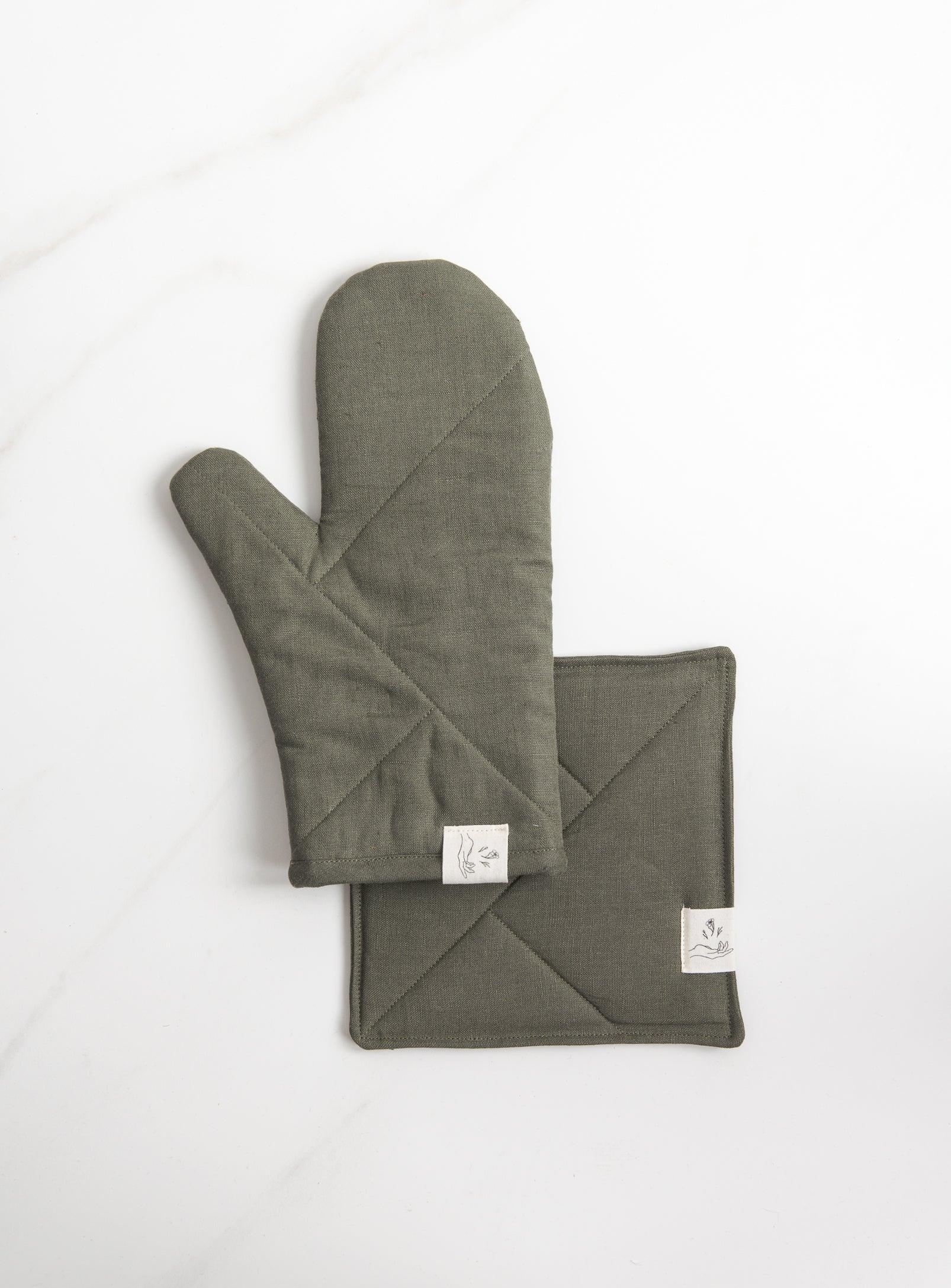 Linen Pot Holder (Trivet) Forest green - Confetti Mill
