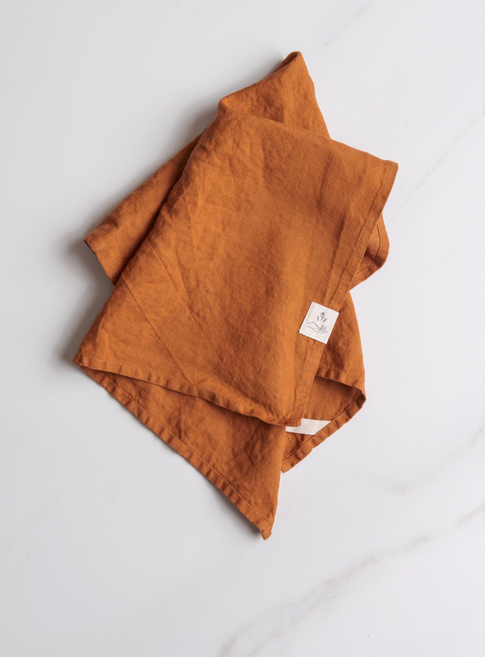 Linen Tea Towel - Burnt Orange - Confetti Mill