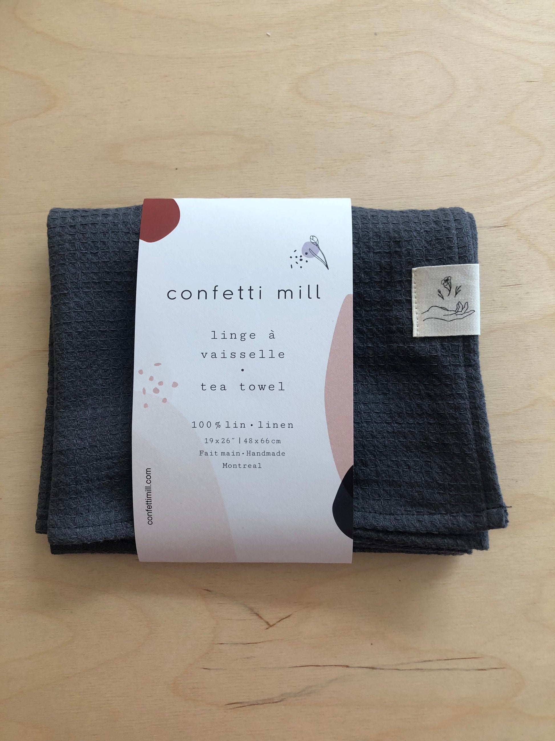 Linen Tea Towel - Grey Waffle - Confetti Mill