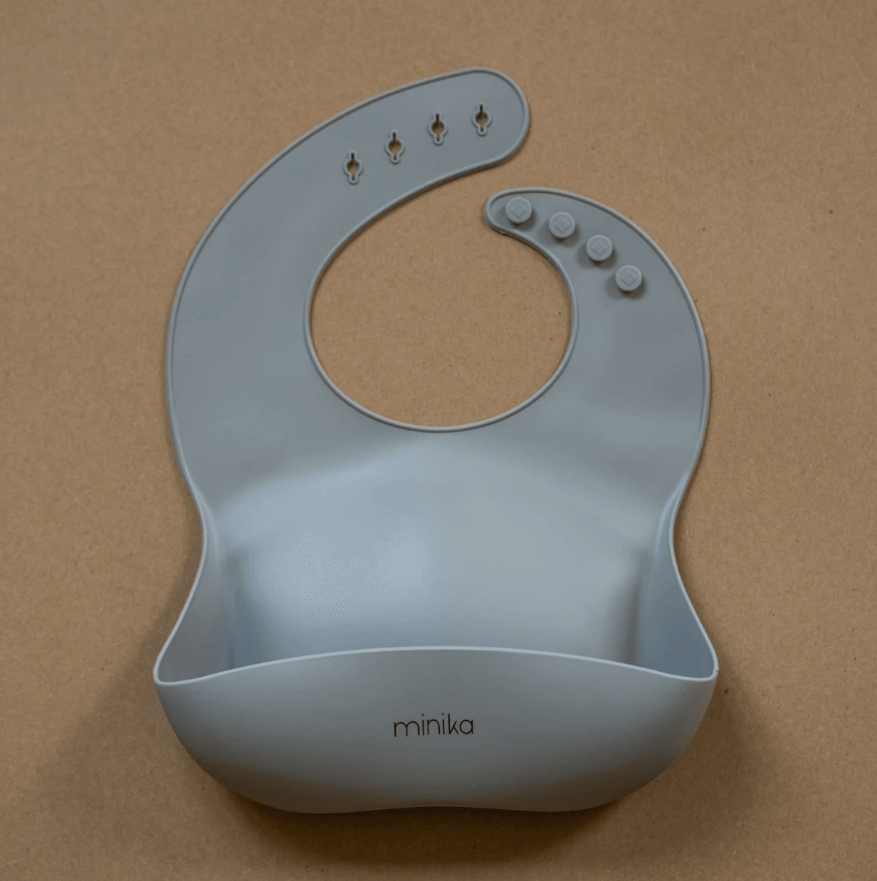 minika stone coloured silicone bib