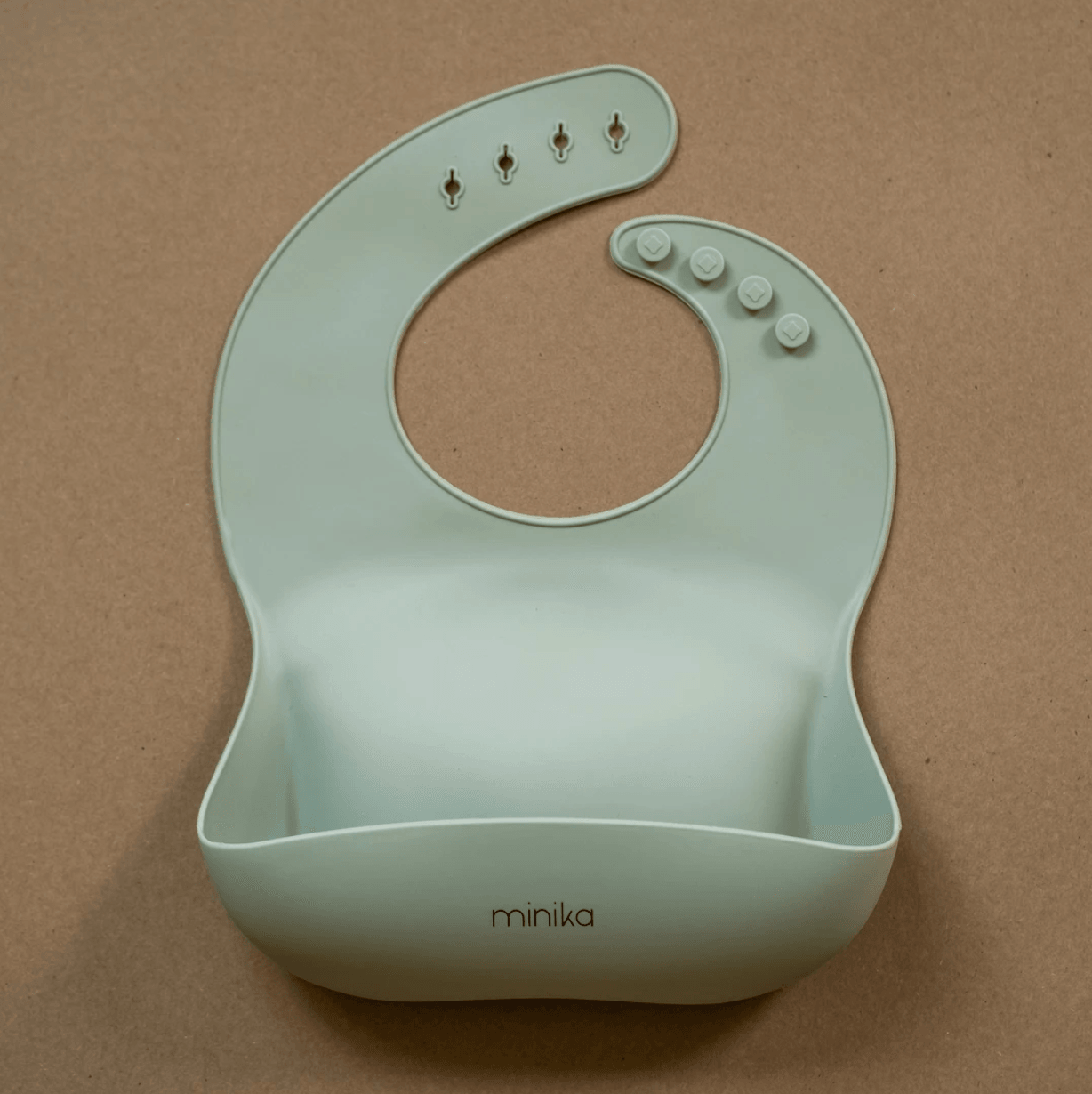 minika sage colour silicone bib