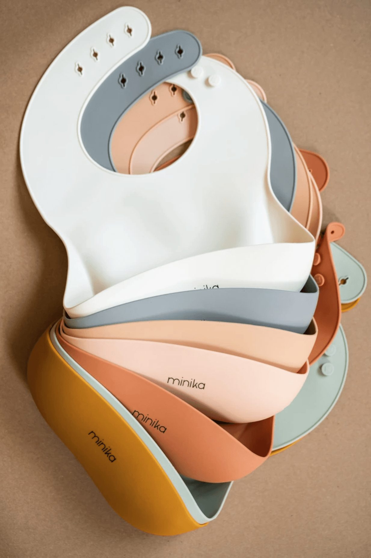 Minika silicone bibs all colours