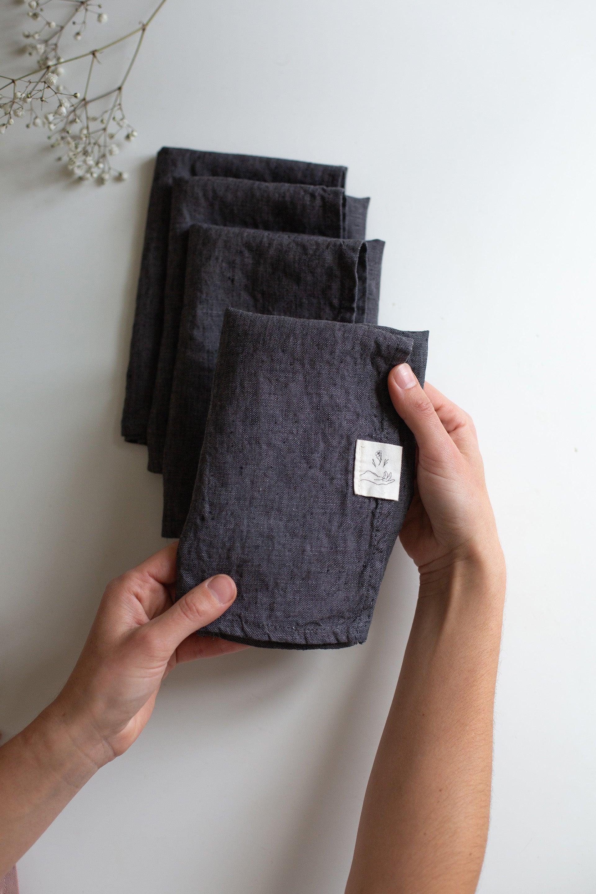 Set of 2 Linen Napkins - Anthracite - Confetti Mill