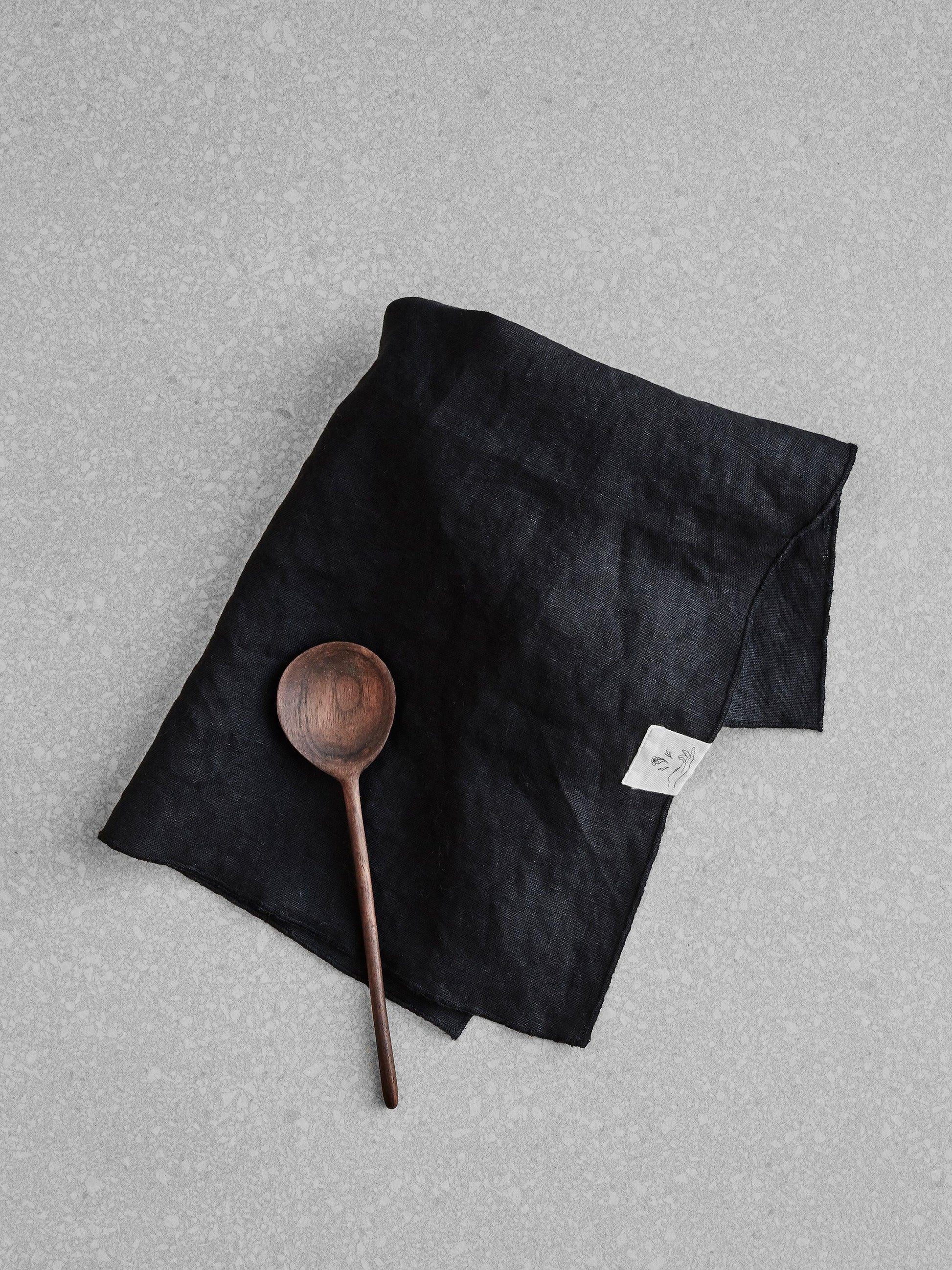 black linen napkin