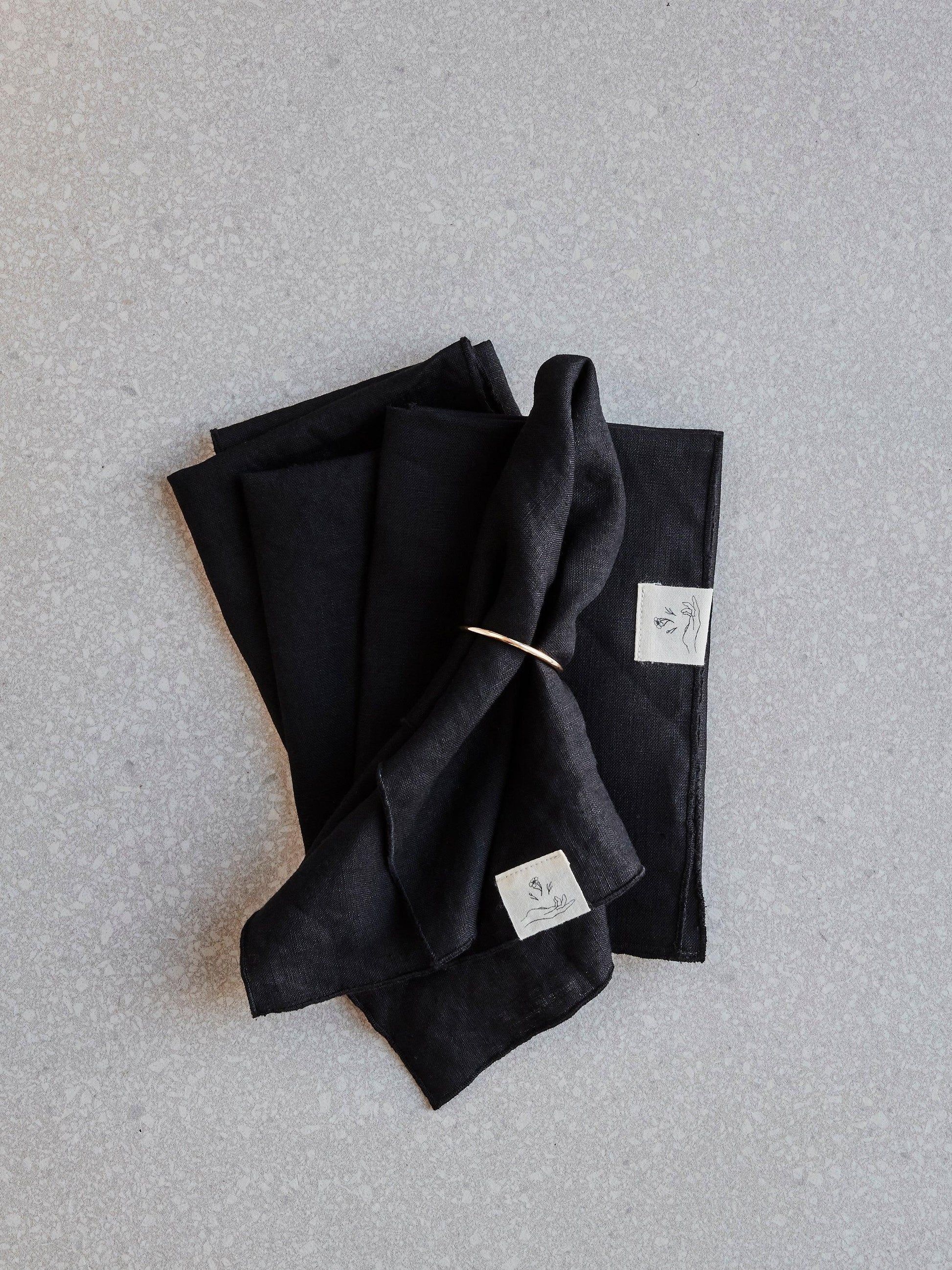 black linen napkin set