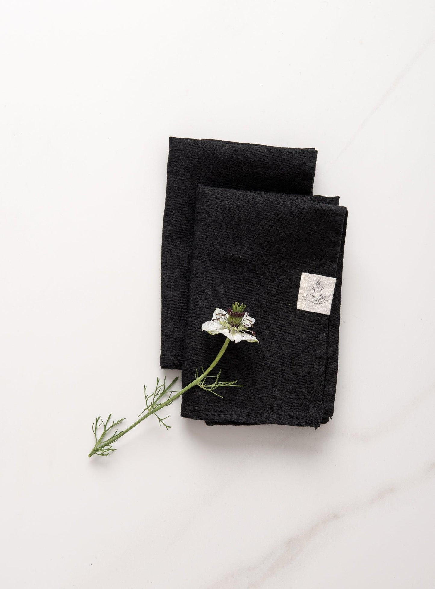 Set of 2 Linen Napkins - Black - Confetti Mill