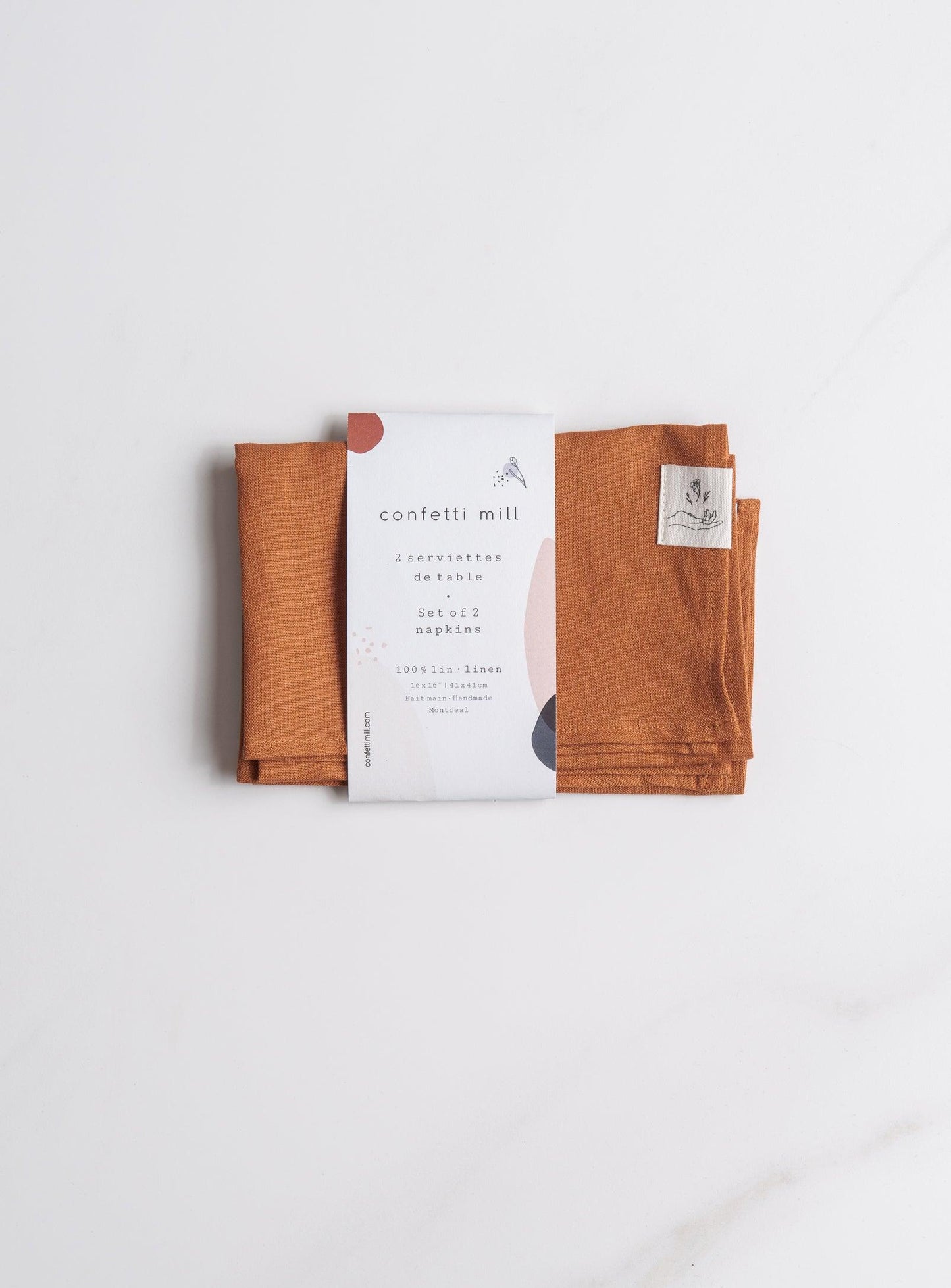 Set of 2 Linen Napkins - Burnt orange - Confetti Mill