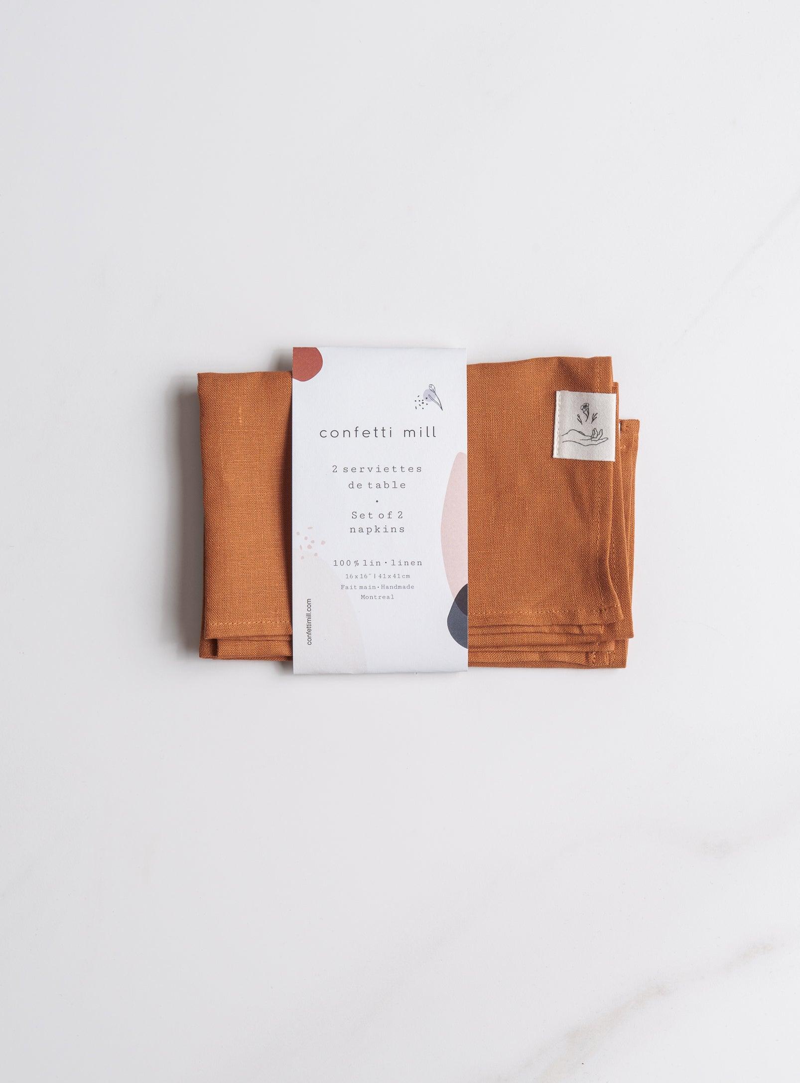 Set of 2 Linen Napkins - Burnt orange - Confetti Mill